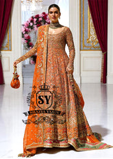 Burnt Orange Bianca Pishwas and Lehenga Dress