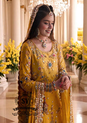 Yellow Dress for Mayon Mehndi Function With Price Flower Mound Texas USA Bridal Gharara Style For Bride