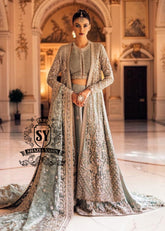 Fantastic Bridal dress in bright Crystal color will make your look extraordinary Original cut, luxurious embellishments, seductive Lehenga Choli style.