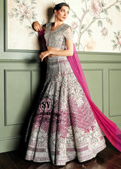 Royal Amaranth purple Lehenga choli Bridal dress is the embodiment of royal grandeur. A stunning wedding dress, every detail of which is designed to captivate. Exquisite embellishments, a sophisticated blouse, luxurious Beaded sleeves, and a delicate neckline create a truly aristocratic bride.