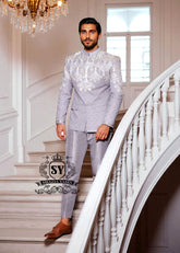 Periwinkle Prince Suit For Groom | Buy Designer Prince Coat for Reception Barat Nikah Walima UK, USA, Canada, Australia