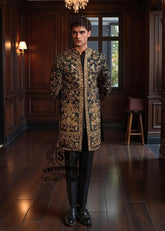 The elegance of a Sherwani, the quintessential men's Sherwani suit, a piece of tailor-made class, a garment to wear like a second skin on special occasions, events, or your wedding day.