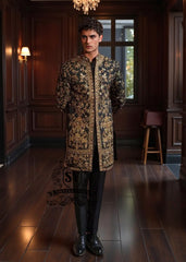 The elegance of a Sherwani, the quintessential men's Sherwani suit, a piece of tailor-made class, a garment to wear like a second skin on special occasions, events, or your wedding day.