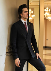 Elegant Men's black formal suit in viscose wool Paramus New Jersey NJ USA High Quality Mens suits