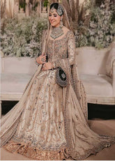 Ivory Crocus Kalidar Shirt with Gold Lehenga