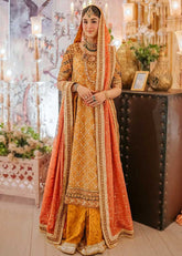 Carrot Orange Hyderabadi Bridal Shirt and Lehenga with Coral Kamdani Dupatta