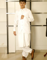 White Waistcoat With Shalwar Kameez Perfect combination of Timeless elegance