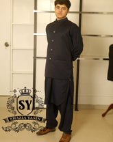 Deep Navy Suiting Fabric Men Traditional Waistcoat Style