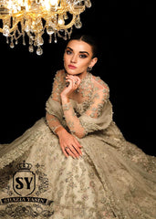 Shine In This Beautiful Bone Bridal Pishwas Dresses Pakistani Bridal Lehenga for Walima Reception Valima