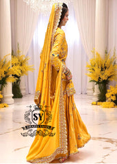 Yellow Dress for Mayon Mehndi Function With Price Flower Mound Texas USA Bridal Gharara Style For Bride