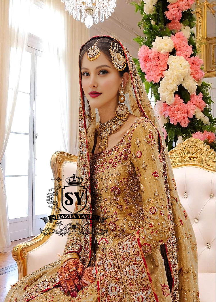 Earth Yellow Bridal Dresses Wedding Reception Dresses Designer Valima Dresses Missouri City Texas USA