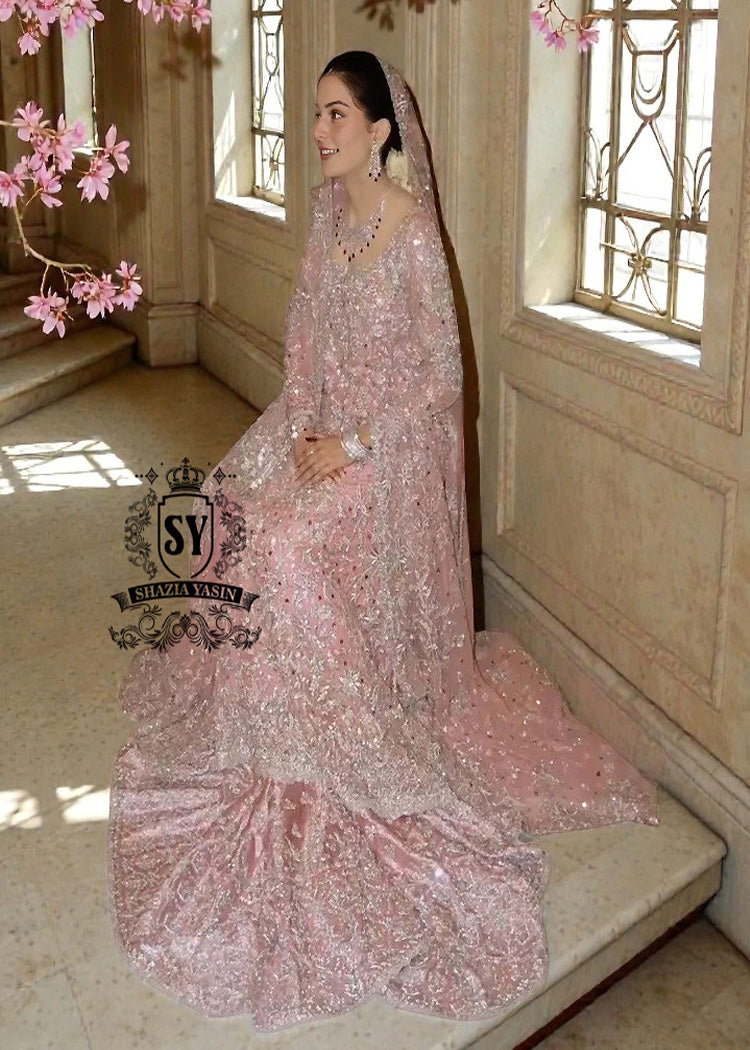 Embrace a rich history with our traditional jamawar Farshi Lehenga which is paired with luxuriant silk chiffon A-line long shirt and Dupatta.