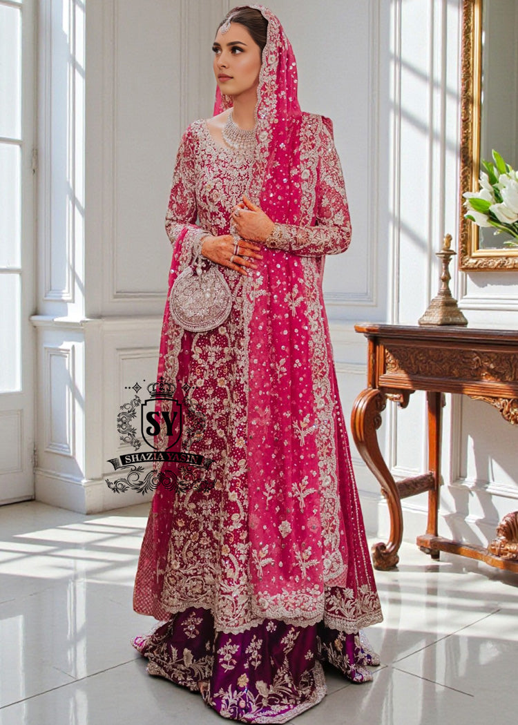 A dream wedding dress, designed to enhance the beauty and elegance of the wearer. This exquisite long shirt silhouette perfectly blends A-line Lehenga style with a touch of sophistication. 