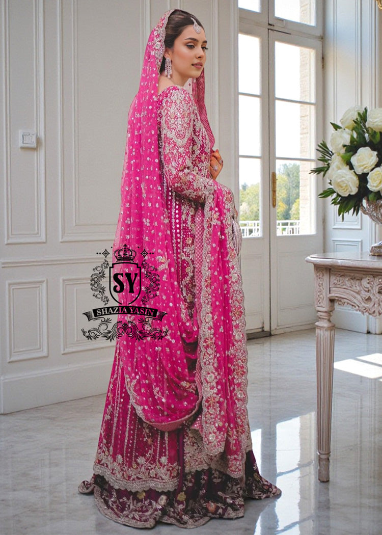 A dream wedding dress, designed to enhance the beauty and elegance of the wearer. This exquisite long shirt silhouette perfectly blends A-line Lehenga style with a touch of sophistication. 