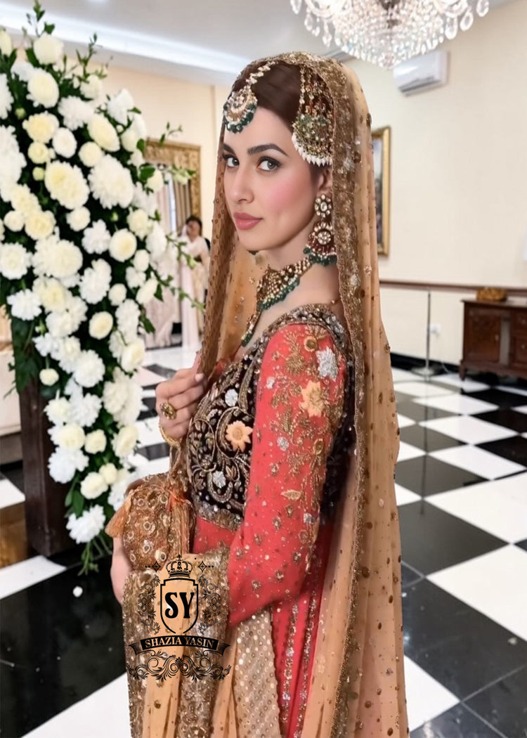 Step into your fairy tale with this dreamy embellished Front Open Bridal gown. A modern queen, an elegance that leaves you speechless.