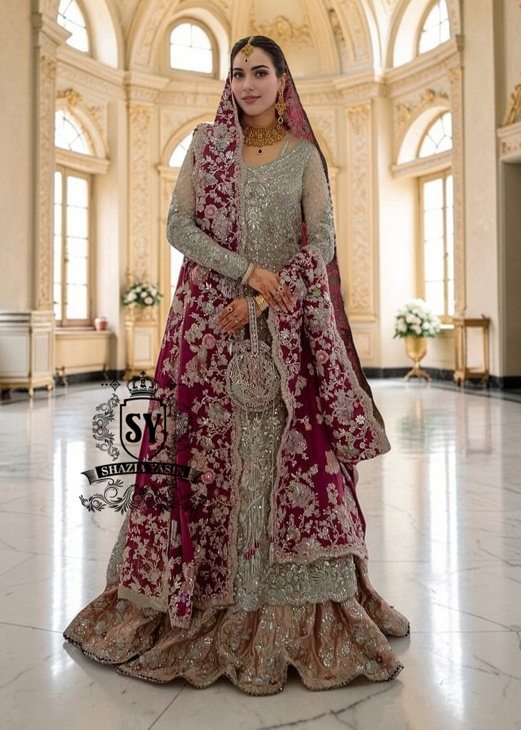 This looks like a great Bridal dress to get married in. Our captivating Bridal Pishwas dress will make you feel unbeatable. An exquisite, unique, and very elegant Lehenga design—discover it now at Shazia Yasin.
Designed for the bride who wants to shine.
