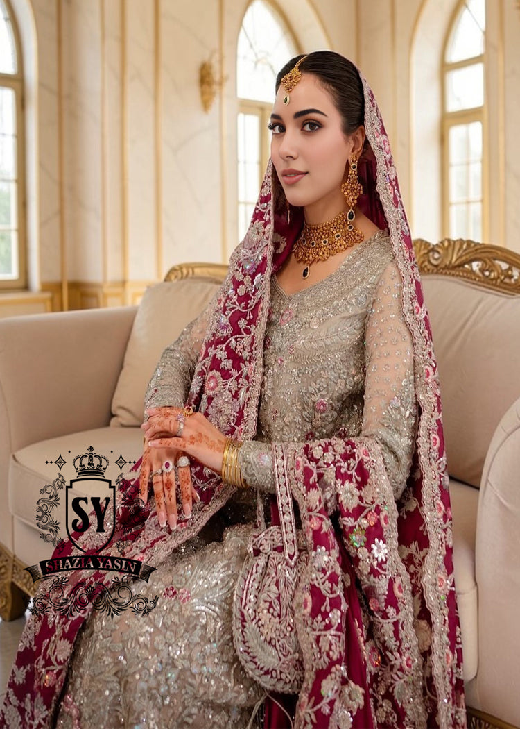 This looks like a great Bridal dress to get married in. Our captivating Bridal Pishwas dress will make you feel unbeatable. An exquisite, unique, and very elegant Lehenga design—discover it now at Shazia Yasin.
Designed for the bride who wants to shine.