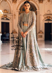 Fantastic Bridal dress in bright Crystal color will make your look extraordinary Original cut, luxurious embellishments, seductive Lehenga Choli style.