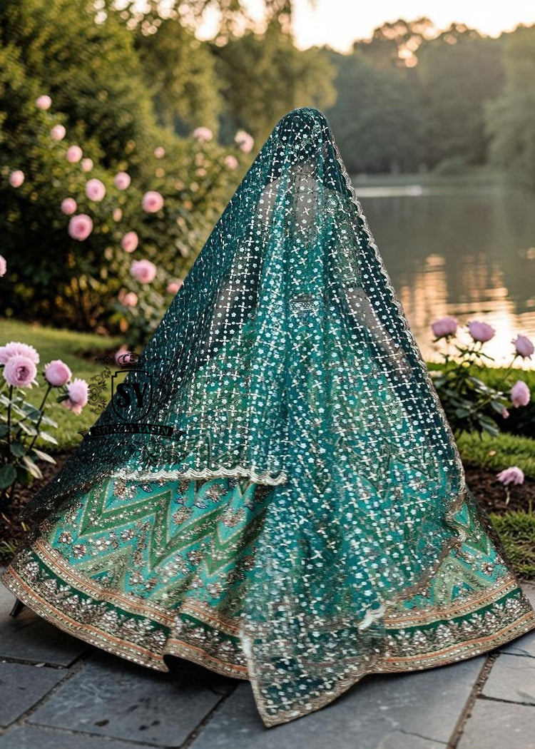 Every bead caught the light, every embellishments detail told a story — a whimsical, luxurious Pakistani wedding of our stunning bride in the exquisite embellished lehenga choli bridal dress.