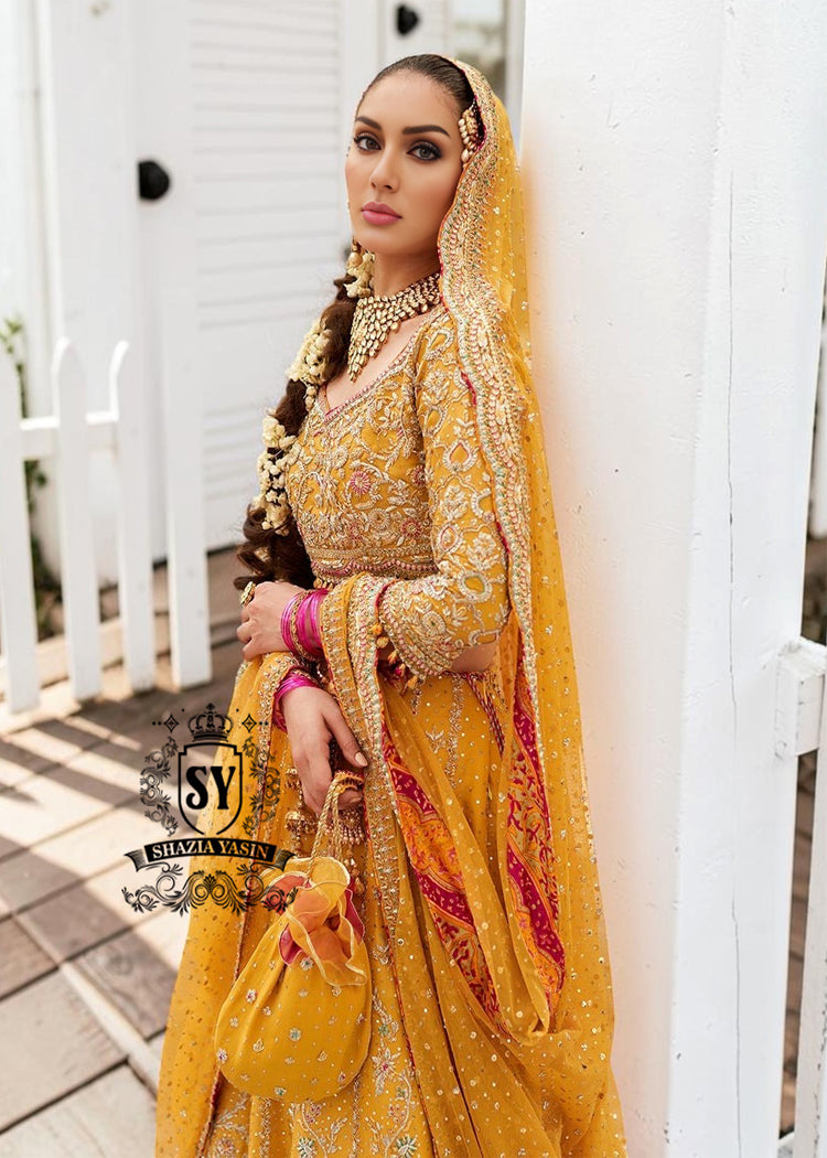 Envelop yourself in the magic of this Fluorescent Orange bridal dress is a perfect example of elegance and craftsmanship, designed for the bride who desires an unforgettable Mayon look.
