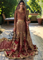 Obsessed with this sweetheart neckline glitter bridal dress. The cathedral train adds the perfect touch of elegance. The delicate shimmer and flattering lehenga silhouette make it a dream for any bride. Perfect for a romantic ceremony or a grand celebration.