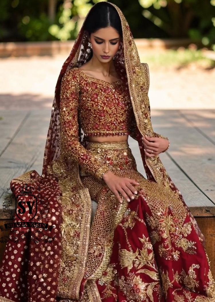 Obsessed with this sweetheart neckline glitter bridal dress. The cathedral train adds the perfect touch of elegance. The delicate shimmer and flattering lehenga silhouette make it a dream for any bride. Perfect for a romantic ceremony or a grand celebration.