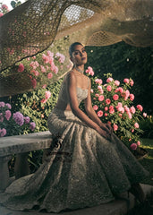 Royal luxury, worthy of a true princess, with a magnificent, majestic Mermaid Lehenga Choli. A romantic wedding dress, perfect for a chic castle wedding.