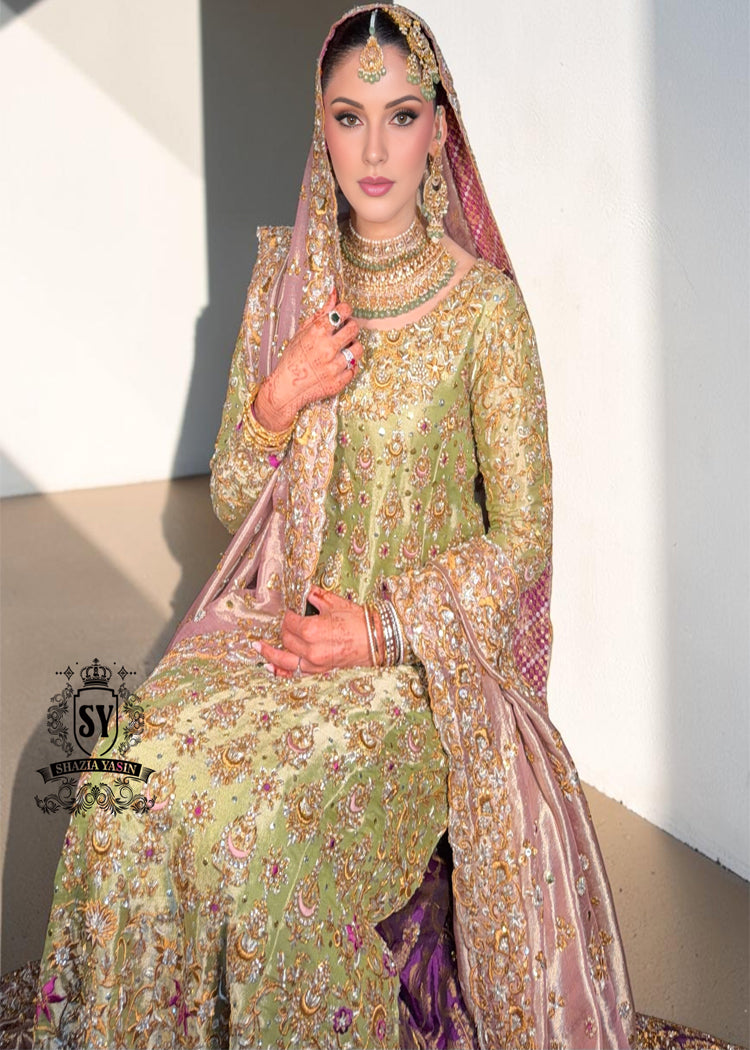 Winter Hazel - Luxury Pakistani Bridal Dress with Farshi Lehenga | Shazia Yasin The Bride's Zone