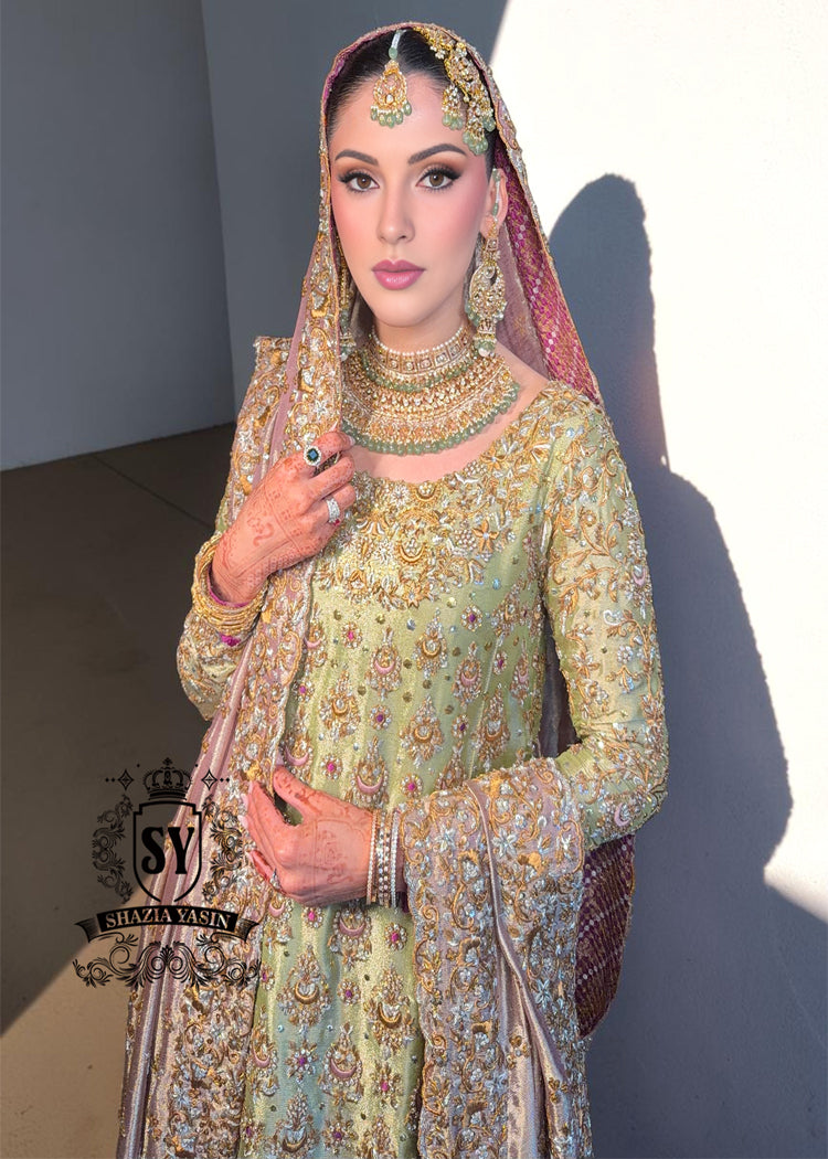 Winter Hazel - Luxury Pakistani Bridal Dress with Farshi Lehenga | Shazia Yasin The Bride's Zone