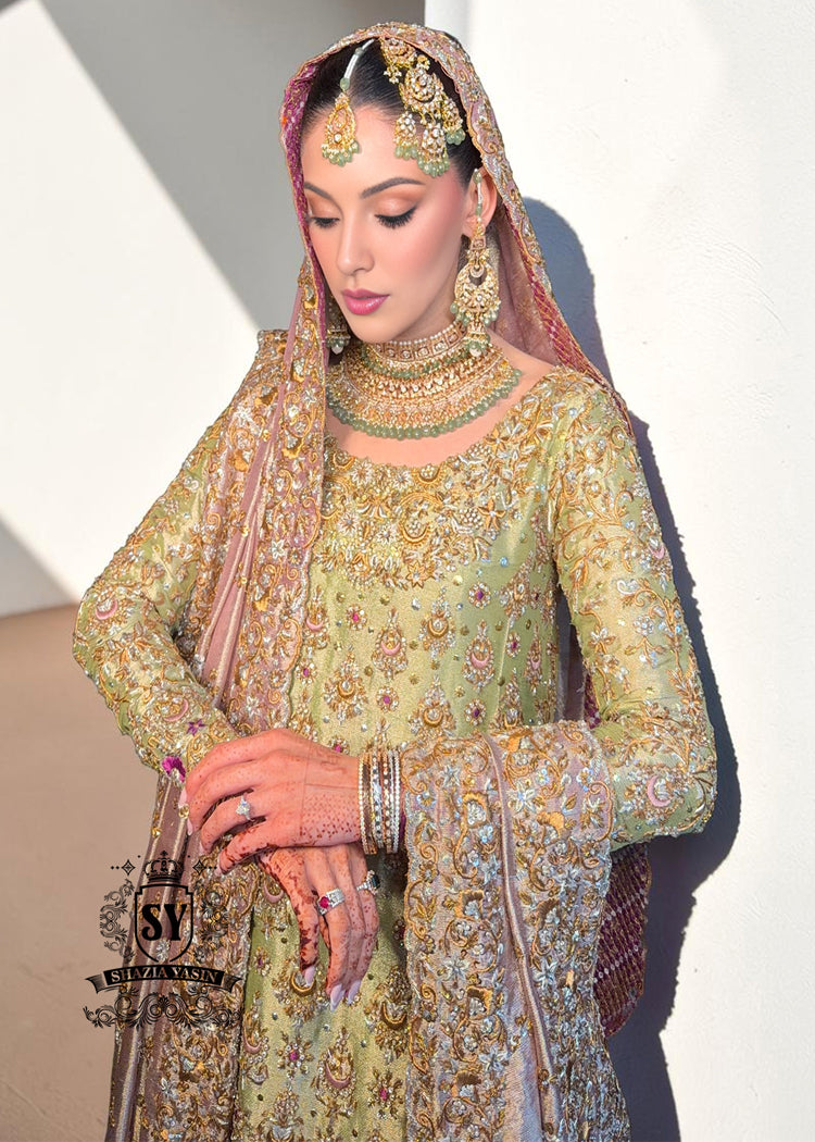 Winter Hazel - Luxury Pakistani Bridal Dress with Farshi Lehenga | Shazia Yasin The Bride's Zone