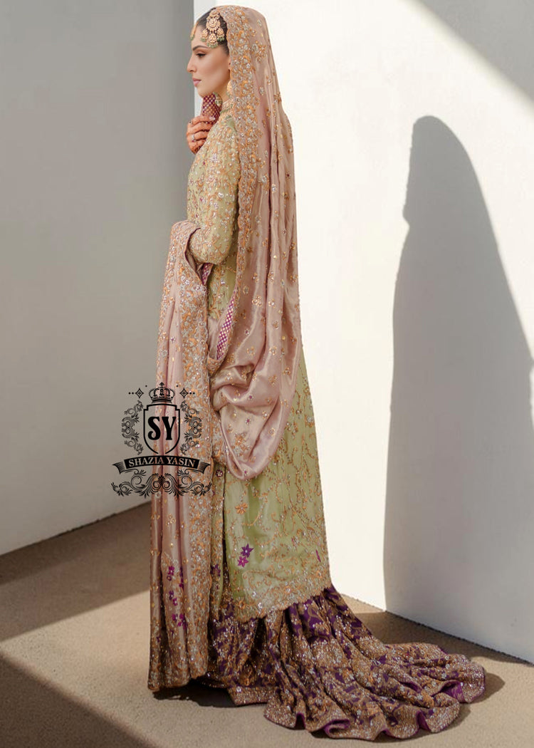 Winter Hazel - Luxury Pakistani Bridal Dress with Farshi Lehenga | Shazia Yasin The Bride's Zone
