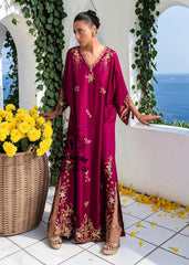 Elegant with a bold touch. This Kaftan dress features a rich burgundy tone that instantly gives a classy impression. The Caftan silhouette is Luxury, falls sleekly on the body, and still looks effortless for a sophisticated evening look.