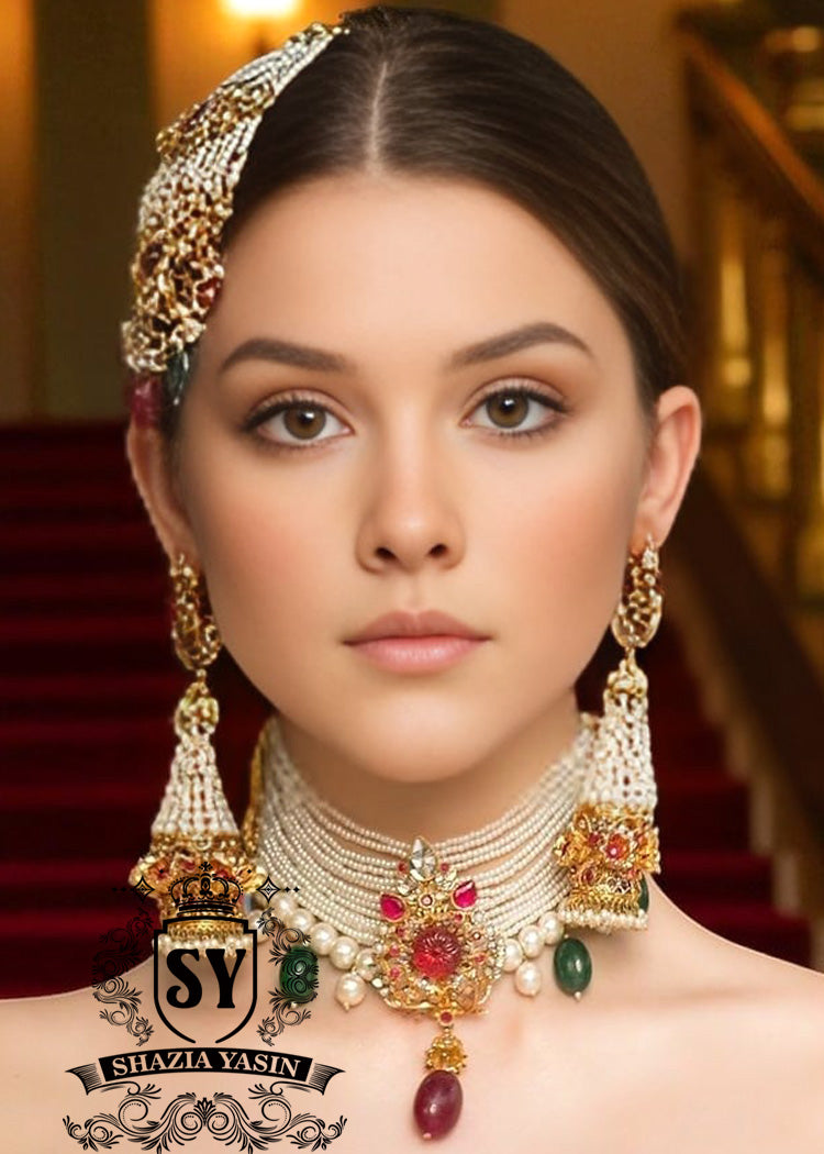 Large, striking jewelry 925 Sterling Silver Pearl Choker, Jhoomar and Jhumki Princeton New Jersey NJ US Gold Plated Jewellery Sets