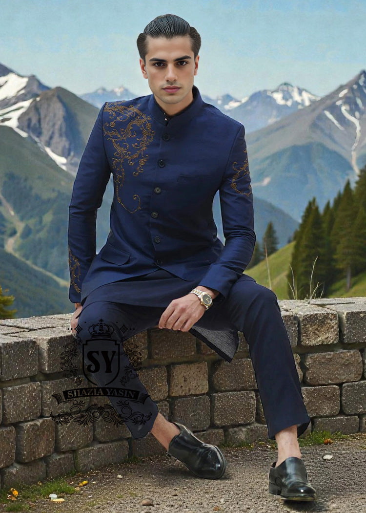 Pakistani Designer Prince Coats Ilford United Kingdom Special Occasion Prince Coat with Beautiful Embellishments