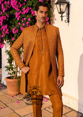 Latest arrival - feast your eyes on this stunning creation Prince Coat featuring vibrant thread embroidery and ethereal soft silk kurta Pajama.