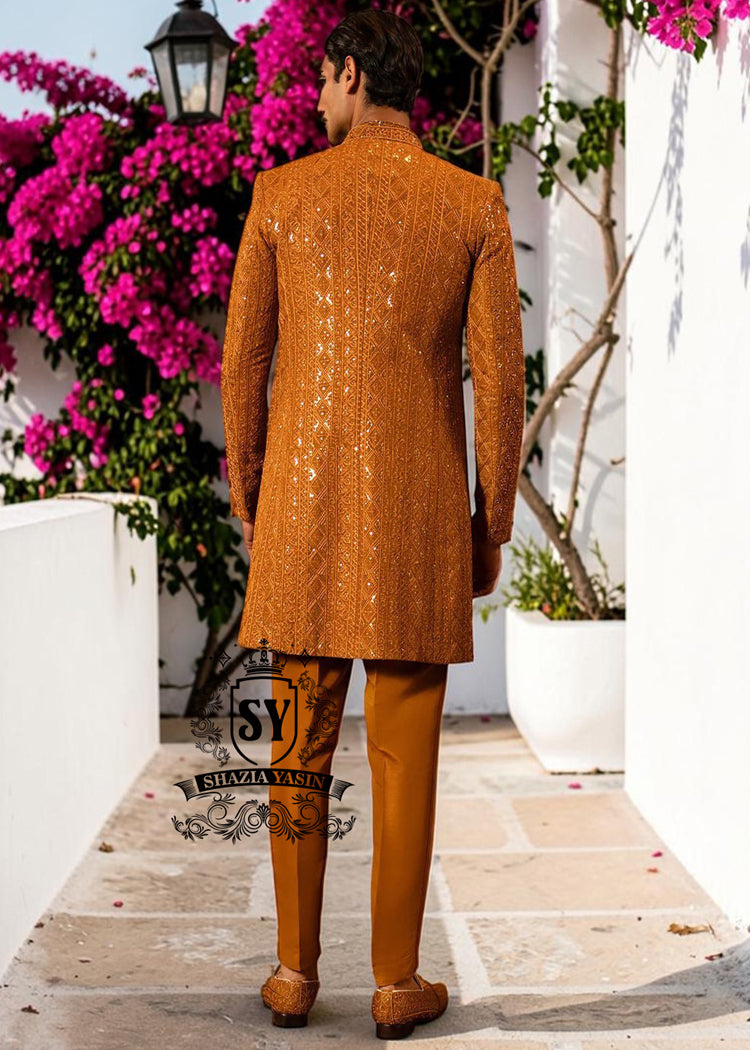 Latest arrival - feast your eyes on this stunning creation Prince Coat featuring vibrant thread embroidery and ethereal soft silk kurta Pajama.
