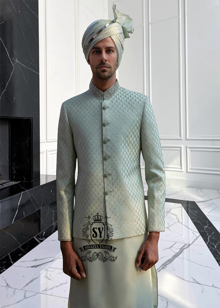 Traditional men's Prince coat Nashville Tennessee USA Regal South Asian Prince Coat With Radiant Embroidery