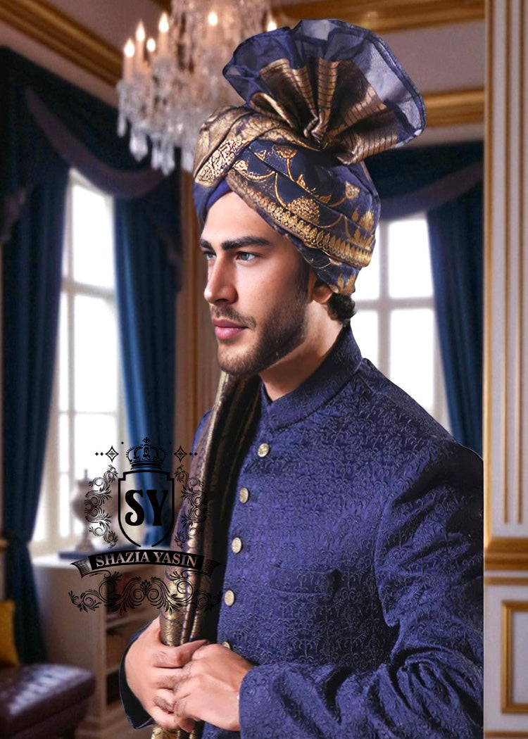 Cobalt Deep Embroidered Sherwani Suits Sydney Australia Stylish Mens Sherwani Suits Designer Sherwani