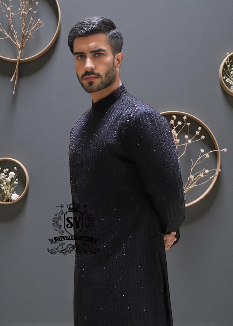 Latest Sherwani Suit Mens Wedding Decatur Georgia USA Bespoke Wedding and Formal Wear Black Sherwani Suits