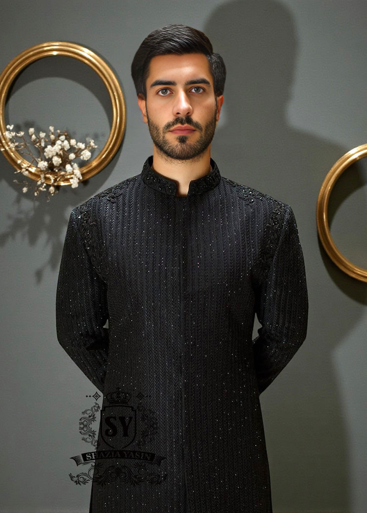 Latest Sherwani Suit Mens Wedding Decatur Georgia USA Bespoke Wedding and Formal Wear Black Sherwani Suits