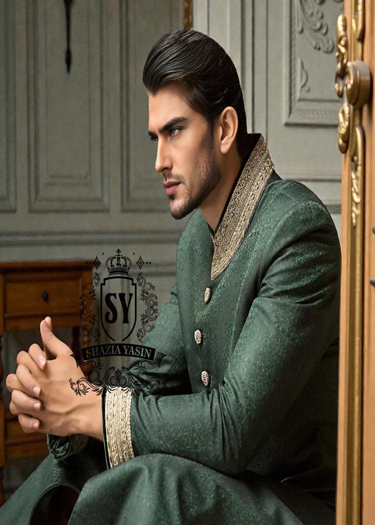 Shazia Yasin Sherwani wedding dress is a unique wearable piece of art to be cherished and passed on.
Every dress tells a story and celebrates SY Couture of our groom.