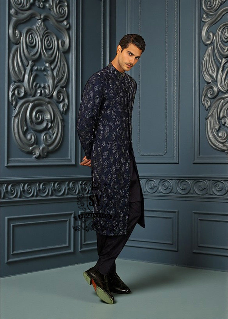 Majestic Blue Sherwani is a symbol of refinement and royal elegance, a timeless classic especially when we talk about wedding sherwani suits.
