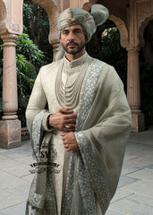 Luxury Sherwani Style for Men's Wedding Phoenix Arizona USA Designer Embroidered Light Green Sherwani for Groom