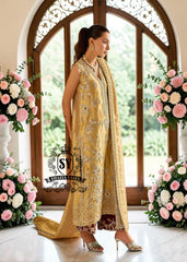 Get ready to make every occasion special with this gold straight shirt. The contrasting trousers are meticulously embroidered with intricate designs of mukesh, dabka, naksi, and zardozi, giving them a shimmering sparkle.