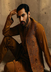 The pure elegance embodied in a Embellished waistcoat—a embroidered kurta pajama suit tailored for the groom basking in the spotlight.