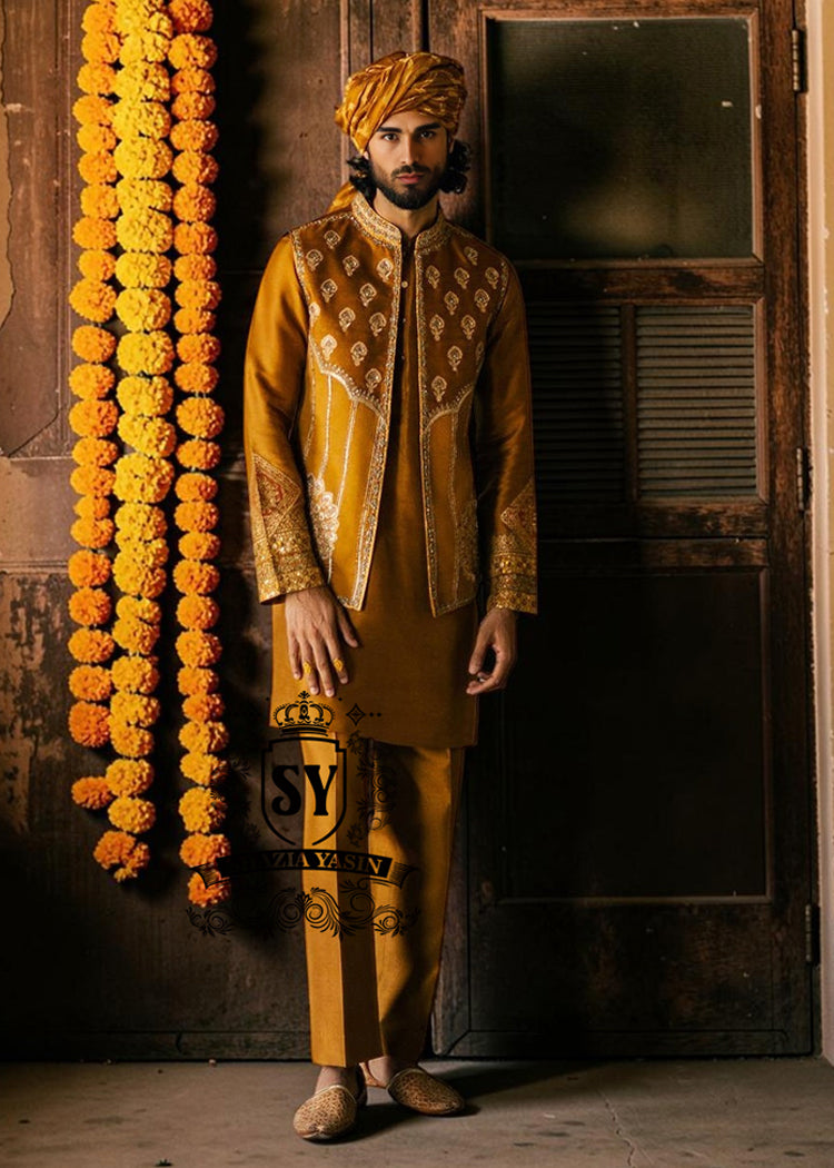 Classic elegance meets modern style - our Harvest Gold Waistcoat is the quintessence of chic and charm at any wedding.