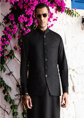 Our Waistcoat dress is the definition of understated luxury. Its tonal floral embroidery with an elegant, button-down front with round buttons adds a modern touch, while the impeccably tailored Waistcoat lends a dreamy, classic feel.