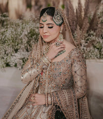 Ivory Crocus Kalidar Shirt with Gold Lehenga
