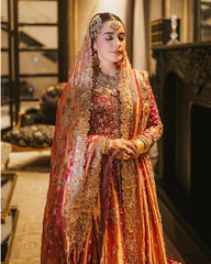 NCS Red Balsam Peshwas and Lehenga Bridal Wear