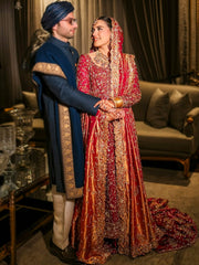 NCS Red Balsam Peshwas and Lehenga Bridal Wear